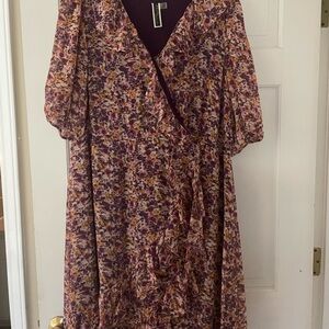Julian Taylor Floral Wrap Dress - Purple Pink Yellow